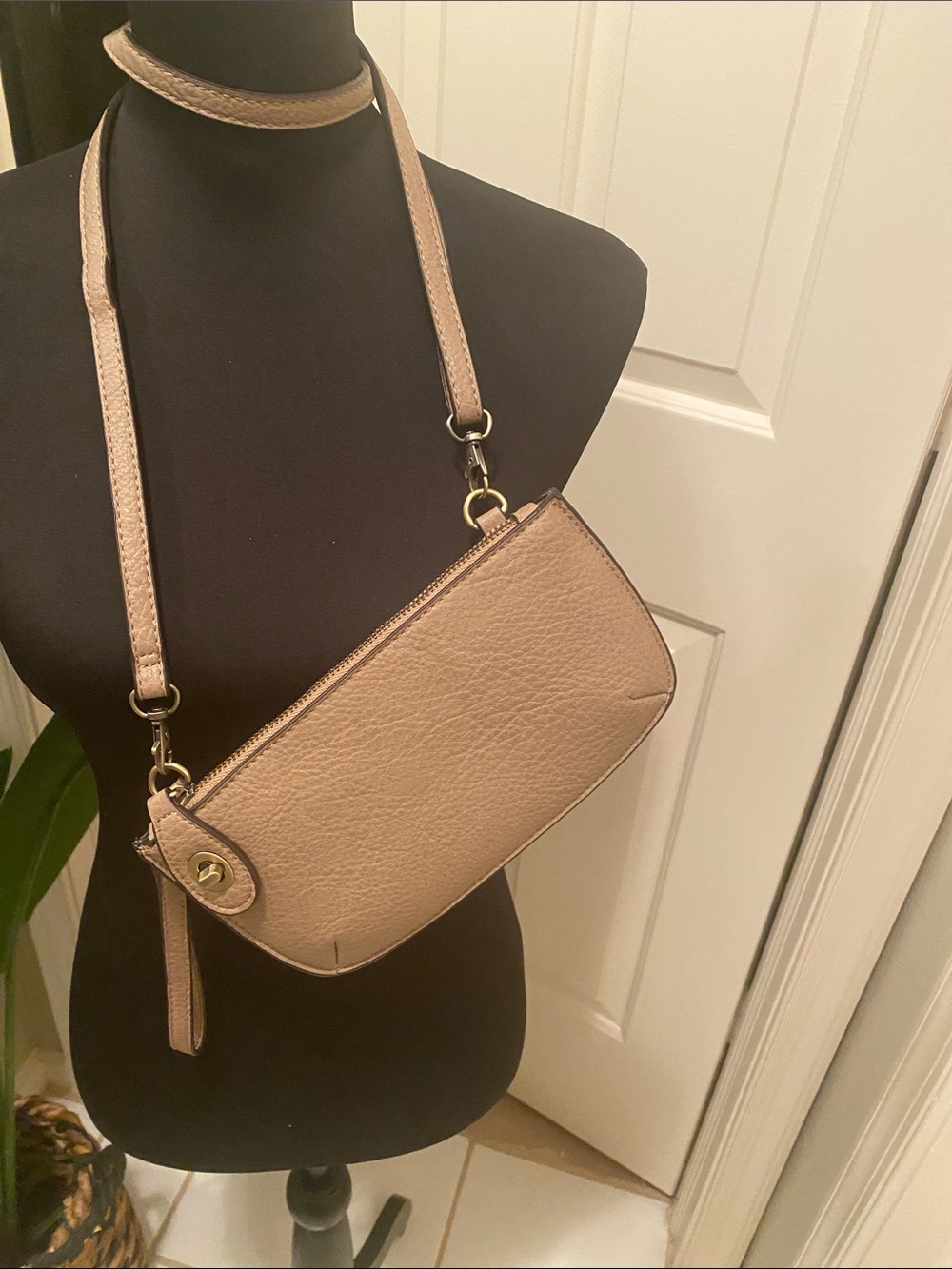Joy Susan Blush taupe Pebbled Leather Crossbody
